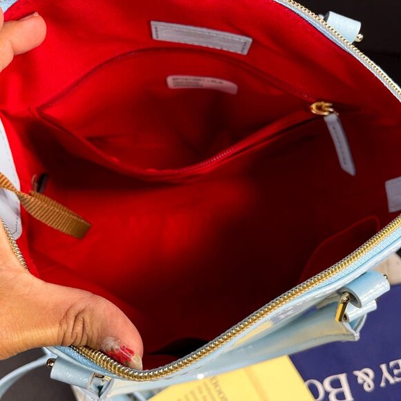 Dooney Bourke Charlie Satchel Purse Blue Shoulder Bag Crossbody Handbag Leather - Picture 9 of 12